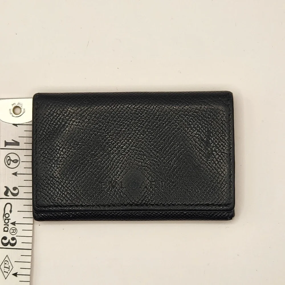 Bvlgari Black Textured Leather Card Holder Wallet Men's